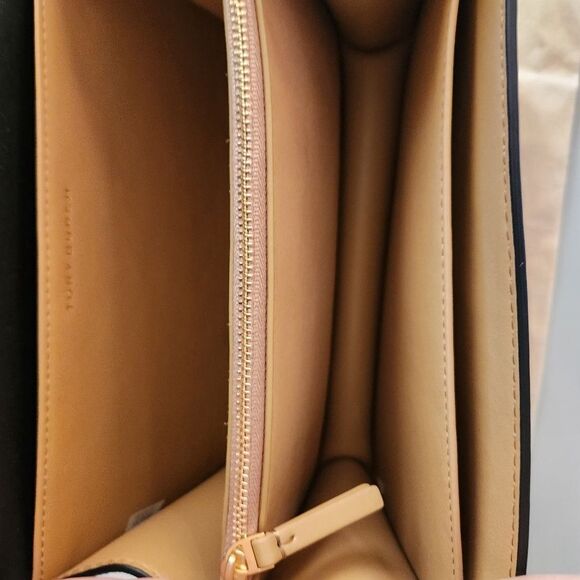 Tory Burch T Monogram Raffia Small Shoulder Bag Tan/Black - Picture 7 of 10